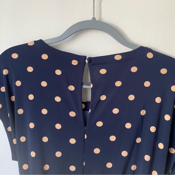 Banana Republic navy and cream polka dot PRINT TIE-FRONT CROPPED JUMPSUIT - Picture 5 of 6